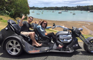 Jess and Mike on a Thunder trike adventure in Paihia